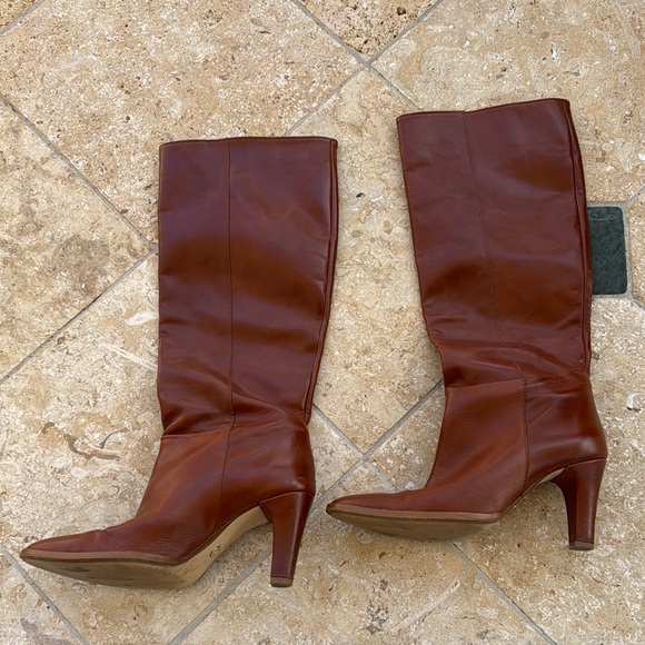 Zara Brown Knee High Brown Leather Boots - Picture 5 of 7